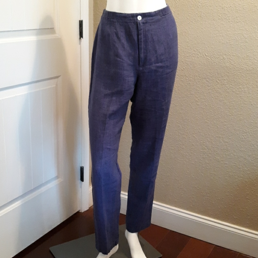 CHICO'S Womens Ink Purple Linen Pant Size M